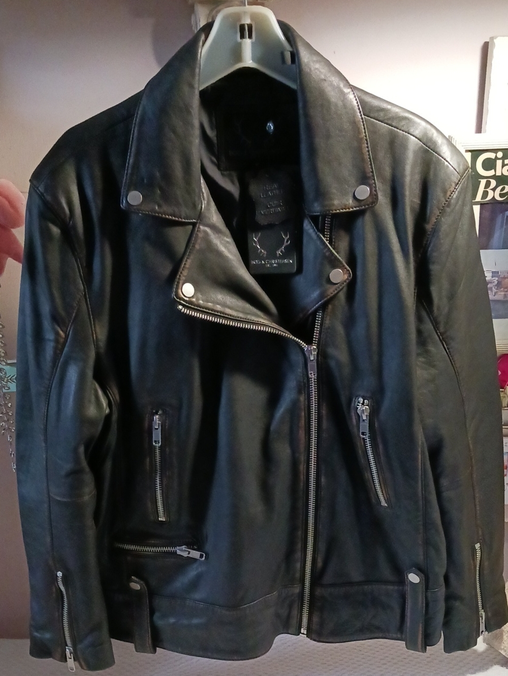 Bod & Christensen Women's Black/Brn Leather Moto Jacket - Classic Biker Style XL